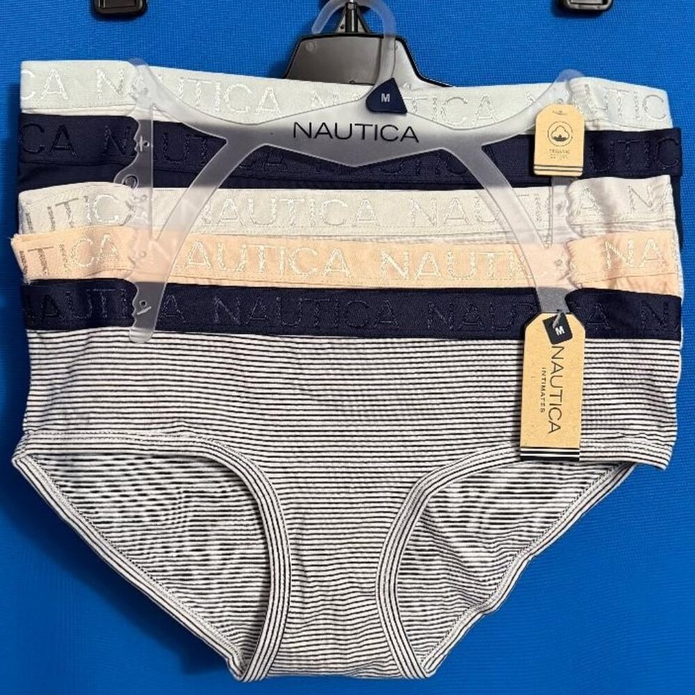 NEW ~ NWT $48 NAUTICA 5 PACK COMFY ORGANIC COTTON UNDERWEAR PANTIES M / MEDIUM